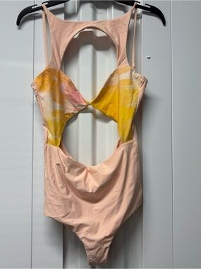 Boys + Arrows One-Piece Swimsuit – Peach with Yellow Tie-Dye Accents